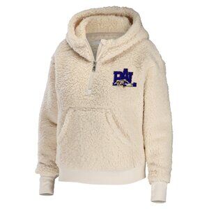 WEAR Women's NFL Baltimore Ravens Cream Sherpa Half-Zip Hoodie Size Medium
